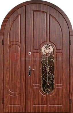 Арочная двухстворчатая стальная дверь Винорит ДА-54 в Кингисеппе
