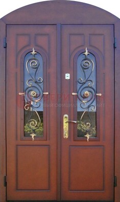Двухстворчатая стальная дверь Винорит в форме арки ДА-55 в Кингисеппе