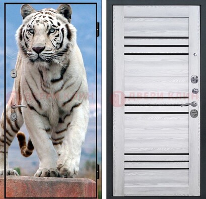 Стальная дверь с фотопечатью тигра ДФ-12 в Ногинске