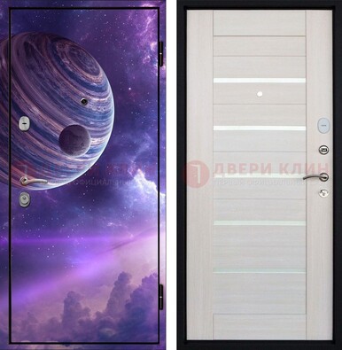 Стальная дверь с фотопечатью планеты ДФ-19 в Мытищах