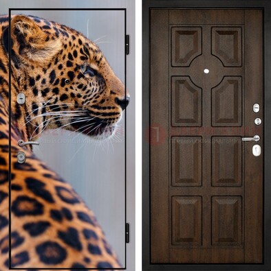 Металлическая дверь с фотопечатью леопарда ДФ-26 в Сланцы