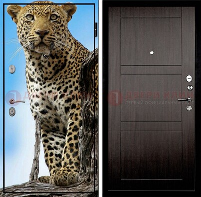 Железная дверь с рисунком гепарда снаружи ДФ-27 в Сланцы