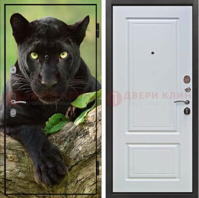 Стальная дверь с фотопечатью пантеры ДФ-28 в Кингисеппе