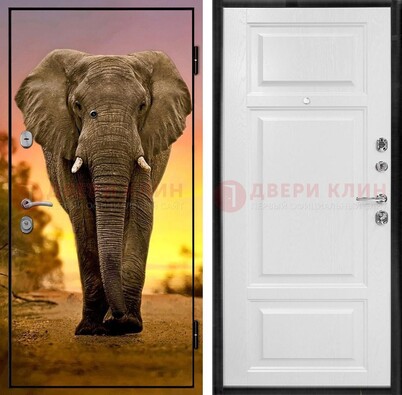 Металлическая дверь с фотопечатью слона ДФ-30 в Кашире