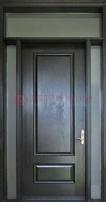 Черная металлическая дверь с фрамугами и стеклом ДФГ-24 в Орехово-Зуево