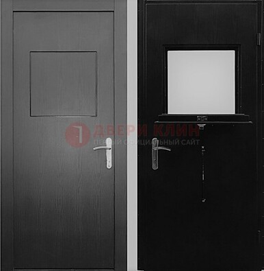 Черная стальная дверь в кассу ламинат внутри ДКС-3 в Кингисеппе