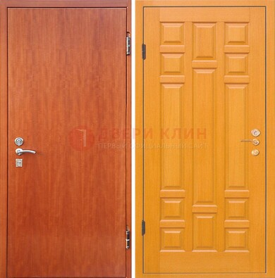 Оранжевая входная дверь с ламинатом МДФ внутри ДЛ-21 в Ногинске
