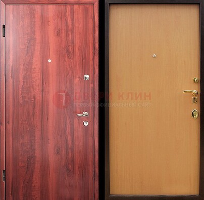 Красная железная дверь с ламинатом ДЛ-3 в Кингисеппе