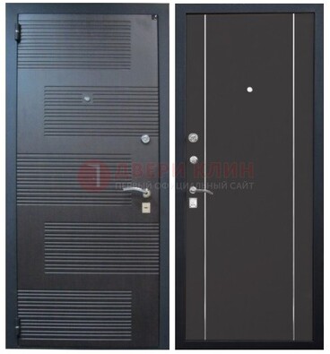 Темная металлическая дверь с МДФ ДМ-105 в деревянный дом в Кингисеппе