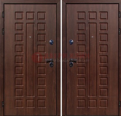 Коричневая железная дверь с МДФ снаружи ДМ-113 в Волоколамске