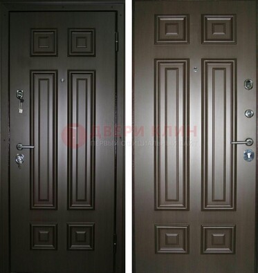 Темная металлическая дверь с МДФ ДМ-136 в квартиру в Кингисеппе