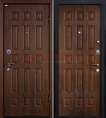 Коричневая металлическая дверь с МДФ ДМ-156 для квартиры в Кингисеппе