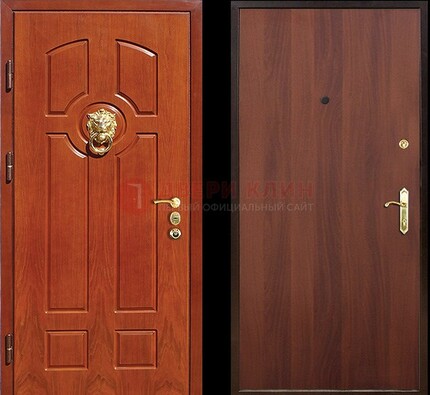 Оранжевая стальная дверь с МДФ ламинат внутри ДМ-18 в квартиру в Кингисеппе