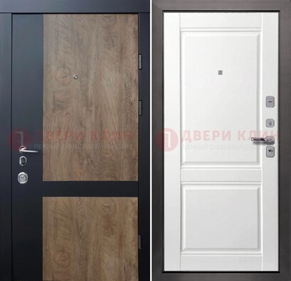 Черно-коричневая входная дверь с терморазрывом и МДФ ДМ-192 в Раменском