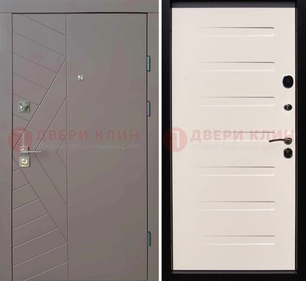 Светло-серая стальная филенчатая дверь с МДФ ДМ-199 в Кингисеппе