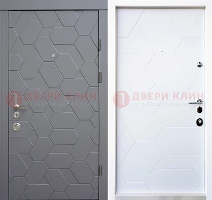 Серая стальная дверь с белой МДФ внутри ДМ-204 в Кингисеппе