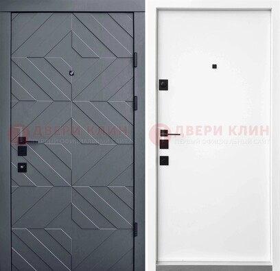 Темная уличная дверь с филенчатой МДФ внутри ДМ-205 в Кингисеппе