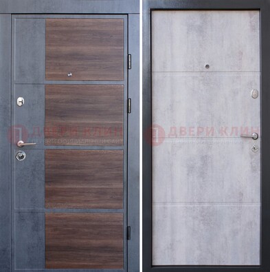 Серая железная дверь коричневой вставкой МДФ ДМ-211 в Кингисеппе