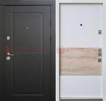 Черная металлическая дверь с белой МДФ внутри ДМ-230 в Кингисеппе