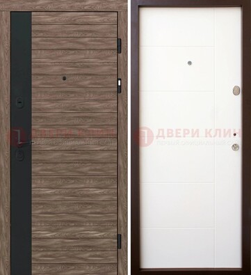 Коричневая входная дверь с черной вставкой МДФ ДМ-239 в Кингисеппе