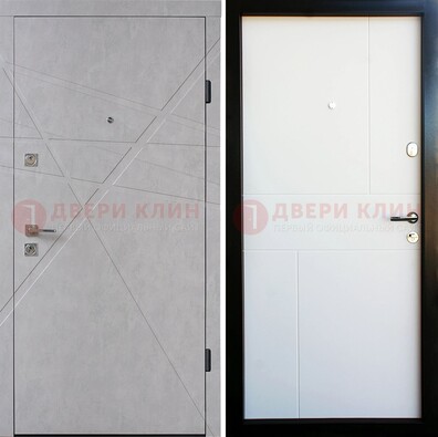 Серая входная дверь белым МДФ внутри ДМ-259 в Кингисеппе
