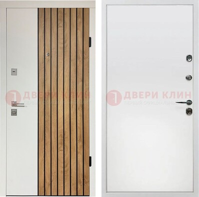 Белая с коричневой вставкой филенчатая дверь МДФ ДМ-278 в Кингисеппе