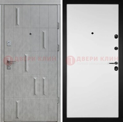 Серая стальная дверь с рисунком МДФ и внутри Белый ясень ДМ-280 в Кингисеппе