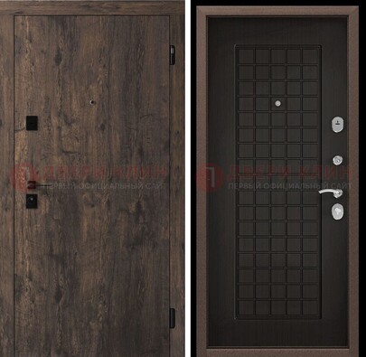 Металлическая коричневая дверь с МДФ темным внутри ДМ-286 в Кингисеппе