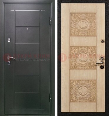 Темная железная дверь с МДФ в квартиру ДМ-344 в Кингисеппе