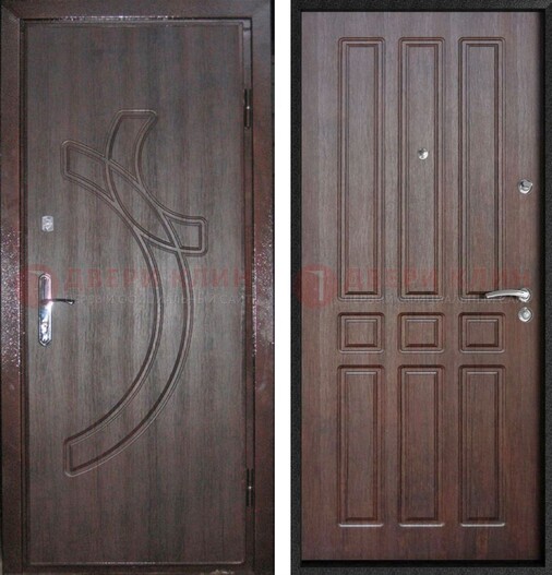 Коричневая железная дверь с МДФ и узором ДМ-345