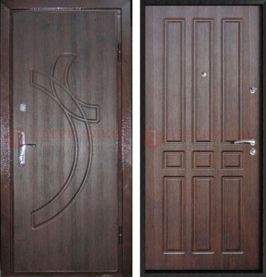 Коричневая железная дверь с МДФ и узором ДМ-345 в Кингисеппе