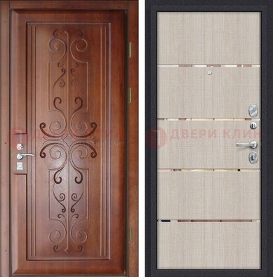 Металлическая дверь с панелями МДФ и вставками ДМ-358 в Кингисеппе