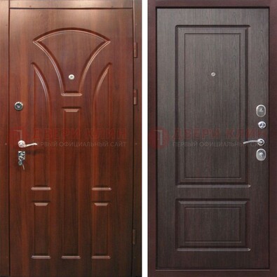 Темная железная дверь с коричневыми МДФ ДМ-376 в Кингисеппе