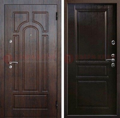 Железная дверь с коричневыми панелями МДФ ДМ-382 в Кингисеппе