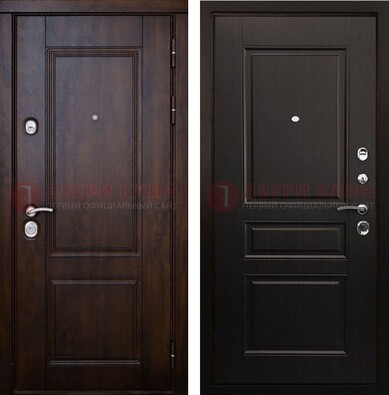 Классическая железная дверь с темными МДФ панелями ДМ-390 в Кингисеппе