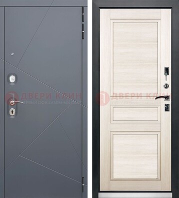 Серая железная дверь с панелями МДФ ДМ-422 в Кингисеппе