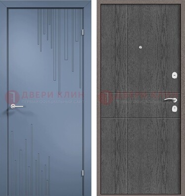 Синяя металлическая дверь МДФ в квартиру ДМ-434 в Кингисеппе