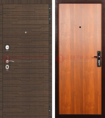 Коричневая стальная дверь с двумя МДФ ДМ-457 в Тольятти