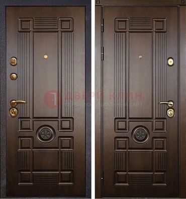 Квартирная коричневая железная дверь с МДФ ДМ-45 в Кингисеппе