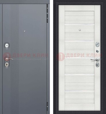 Железная дверь с серой и белой МДФ ДМ-462 в Кингисеппе