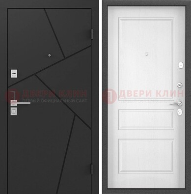 Черная металлическая дверь с белой МДФ внутри ДМ-465 в Йошкар-Оле