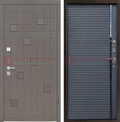 Темная стальная дверь с панелями МДФ хайтек ДМ-467 В Ижевске