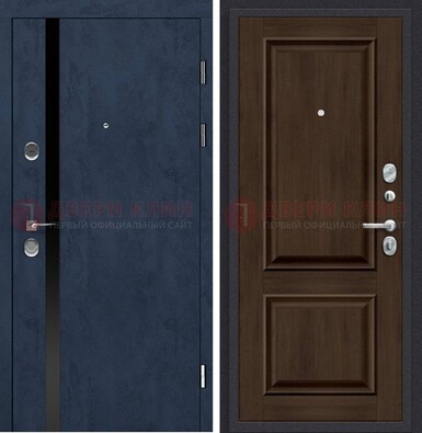 Синяя входная дверь МДФ с обеих сторон ДМ-473 в Кингисеппе