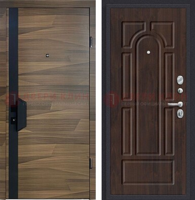 Коричневая железная дверь с МДФ панелями для квартиры ДМ-477 в Кингисеппе