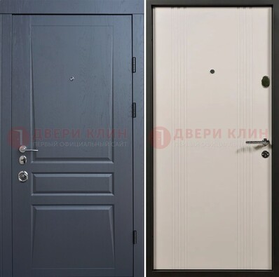 Темно-серая стальная дверь с МДФ хайтек ДМ-481 в Кингисеппе