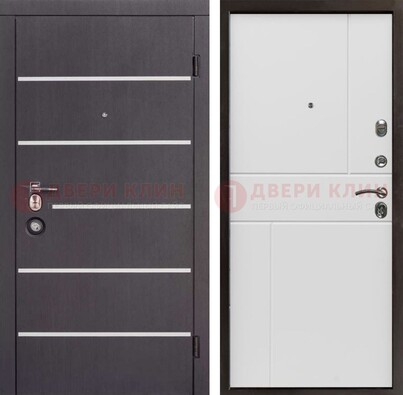 Темная стальная дверь с белыми вставками с МДФ ДМ-482 в Ногинске