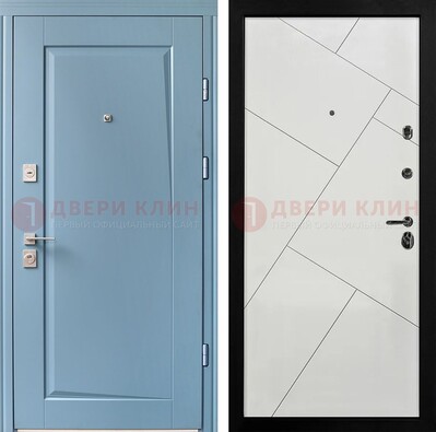 Синяя железная дверь с МДФ панелями ДМ-491 в Кингисеппе