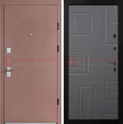 Красная стальная дверь в квартиру с МДФ хайтек ДМ-493 в Кингисеппе