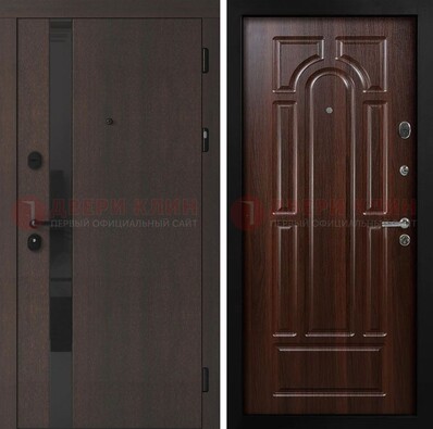 Темная входная дверь с МДФ панелями в квартиру ДМ-499 в Кингисеппе