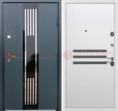 Темная квартирная дверь с разными МДФ ДМ-504 в Мурманске